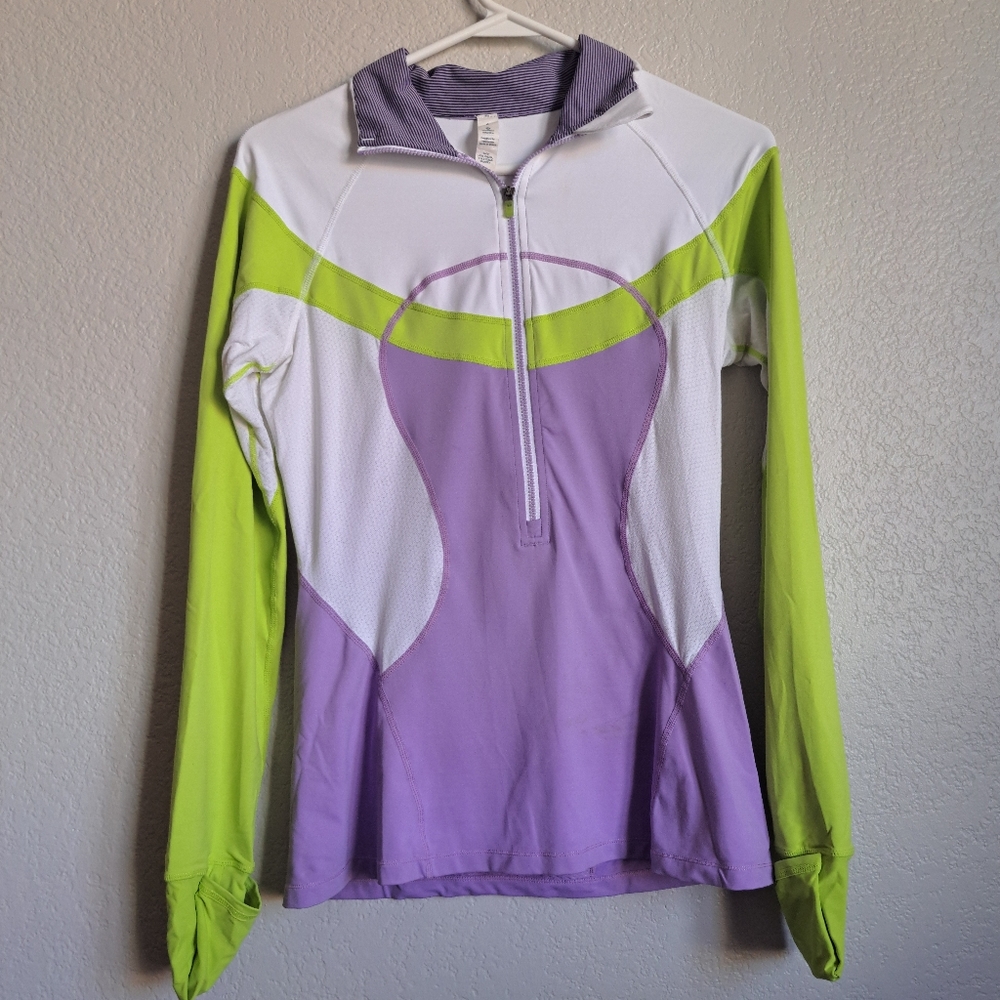 Lululemon White Purple Green Half Zip Pullover Jacket Size 6